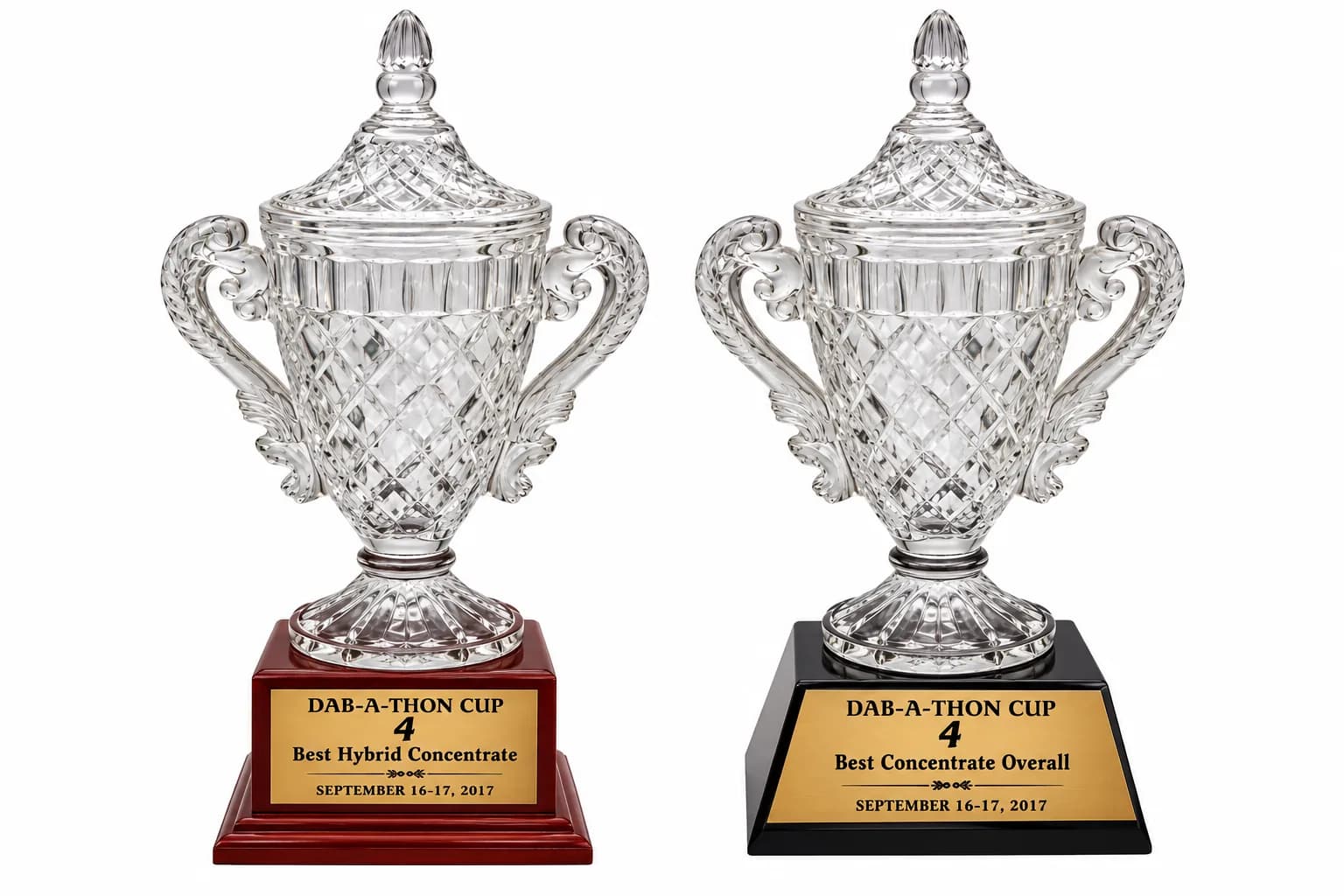 Two Dab-A-Thon Cup 4 trophies for Best Hybrid Concentrate and Best Concentrate Overall.